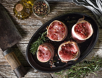 Steaks, AAA 4oz Bacon Wrapped Tenderloin Steaks, AAA 4oz Bacon Wrapped Tenderloin