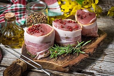 Steaks, AAA 4oz Bacon Wrapped Tenderloin Steaks, AAA 4oz Bacon Wrapped Tenderloin